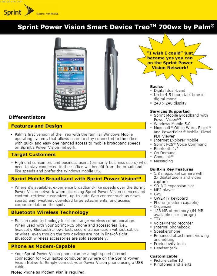 Sprint Treo 700wx in the wild and spec sheet leaked palm700wx1ff8
