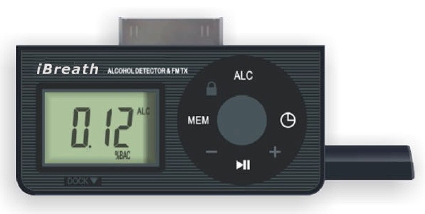 iBreath The iPod Alcohol Breathalyzer and FM Wireless Transmitter iPod Breathalyzer