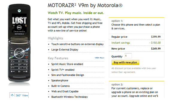 Motorola RAZR V9m is now available on Sprint Motorola RAZR V9m is now available on Sprint