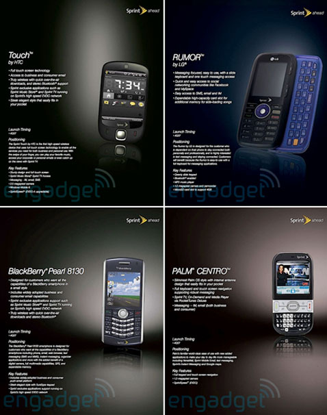 Sprint’s Q4 offerings consist of the Centro, Touch and Pearl 8130? Sprint’s Q4 offerings consist of the Centro, Touch and Pearl 8130?