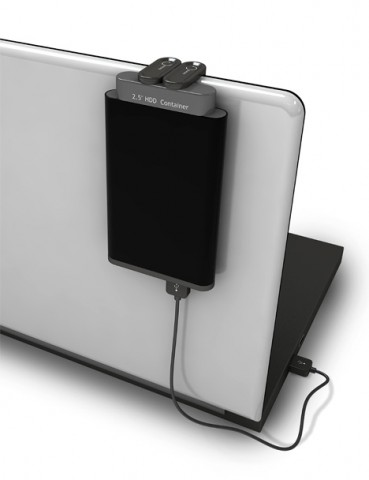 Hard drive hanger makes toting external drives easier hangingdrives 2 369x480