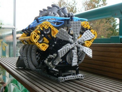 V8 Engine made of Legos; no it cant power your car lego v8 engine 1 480x360