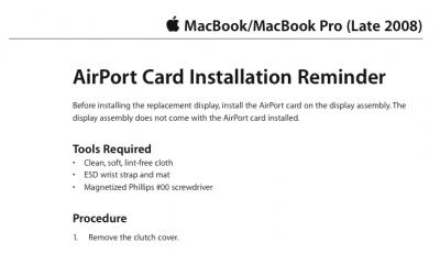 macbook macbook pro airport card late 2008 models
