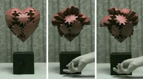 papercraft gears heart sculpture 480x268