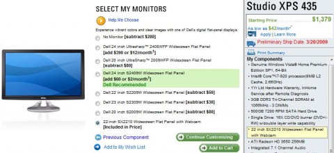 dell sx2210 lcd monitor with studio xps 435 480x220
