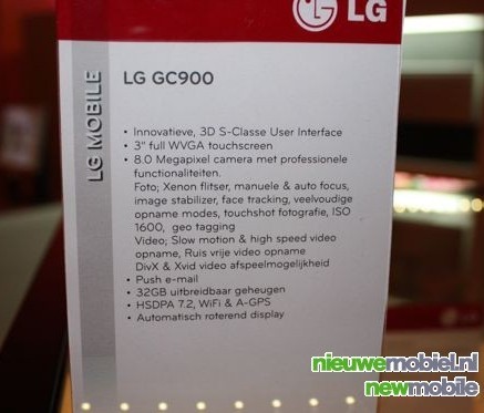 lg gc900 viewty 2 specifications
