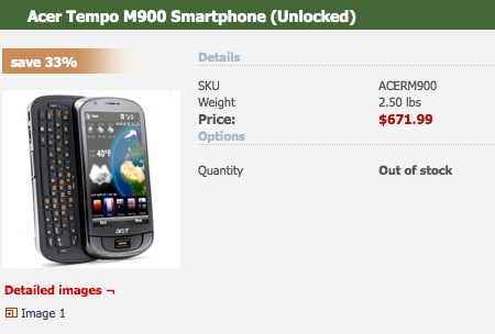 Unlocked Acer Tempo M900 listed for sale, $671.99 picture 13