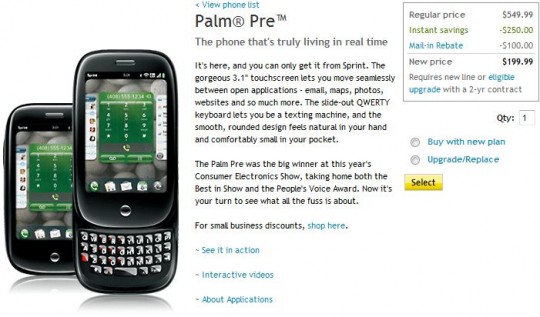 sprint_palm_pre_online_sales sprint palm pre online sales 540x317
