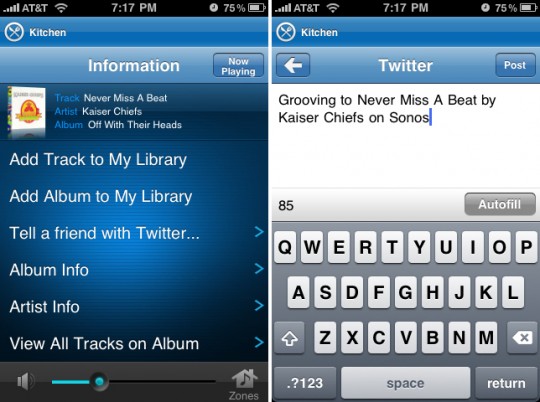 Twitter on Sonos CR for iPhone Twitter on Sonos CR for iPhone