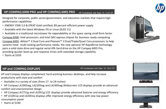 hp compaq desktops and display