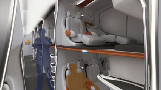 Stacked airplane seating concept terrifying