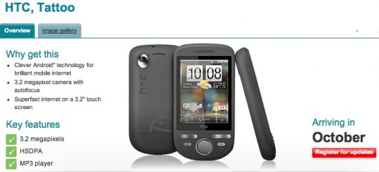 Vodafone UK grab HTC Tattoo for October release