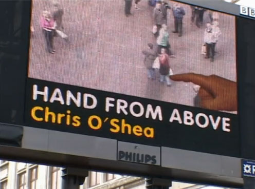Hand from Above frightens kids, makes school girls giddy fingerabove