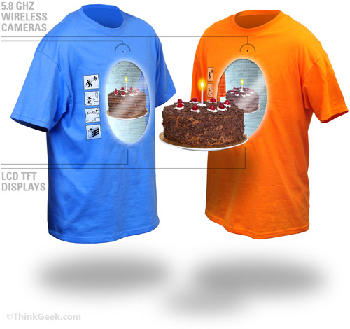Interactive portal shirts from ThinkGeek combine ugly and geeky in a new and novel way portal shirts