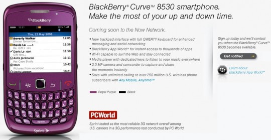 Sprint BlackBerry Curve 8530 coming soon Sprint BlackBerry Curve 8530 coming soon