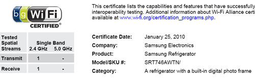 samsung wifi refridgerator