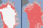 Satellite shots show intense Greeland ice sheet melt