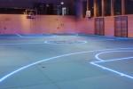 High-tech gym floor has LED lights rather painted stripes
