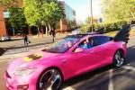 Sergey Brin’s Pink-Wrapped Batmobile Tesla rolls through Google HQ