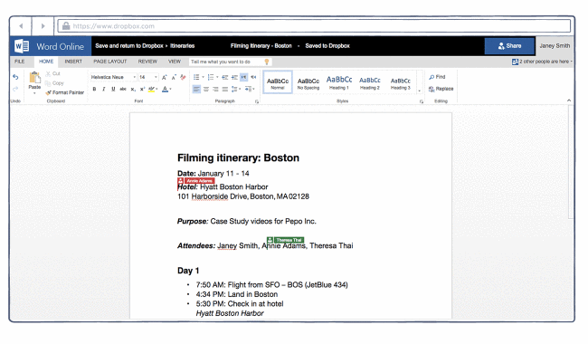 Dropbox adds real time file co-editing in Office Online