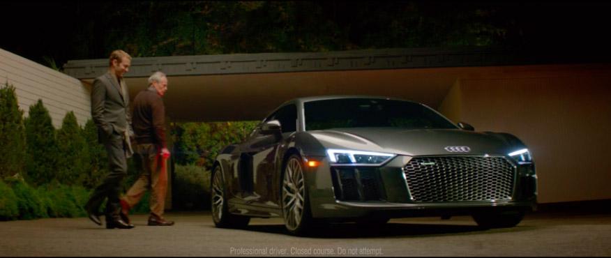 Audi Super Bowl 50 commercial hawks next-gen R8