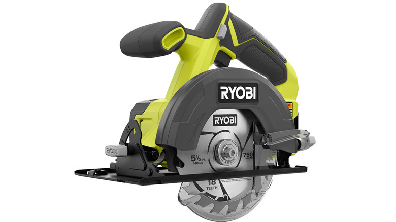 A stock image of a Ryobi circular saw