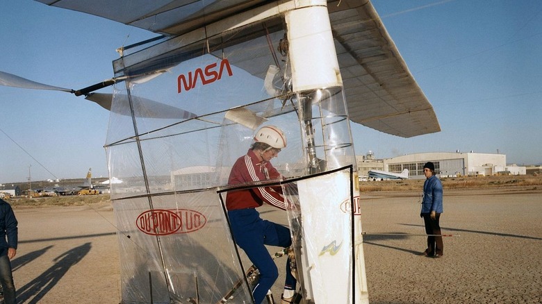 Person testing Gossamer Albatross II