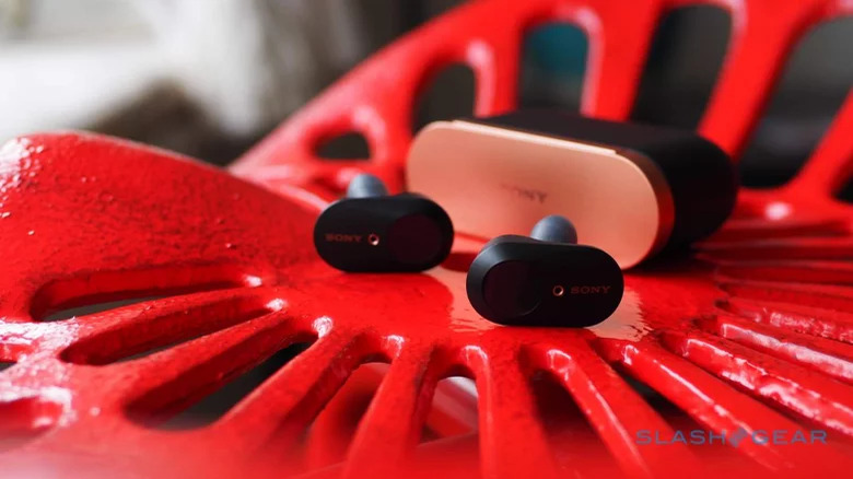 Sony WF-1000XM3 on red ceramic