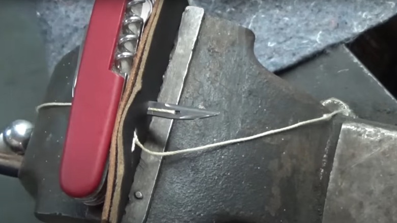 swiss army knife awl leather sewing
