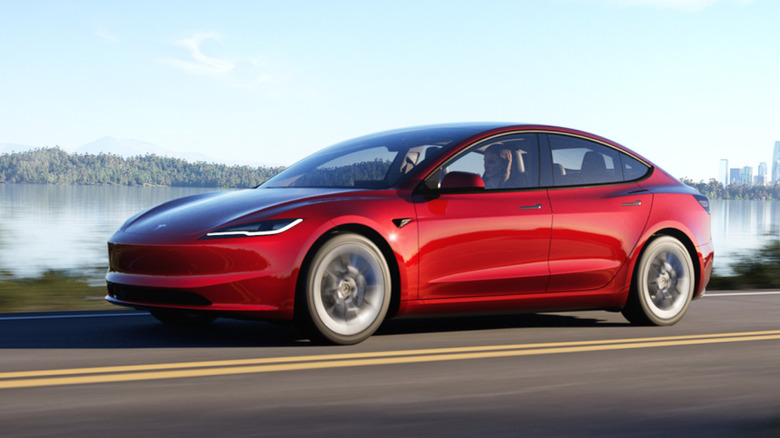 Tesla Model 3 at speed.