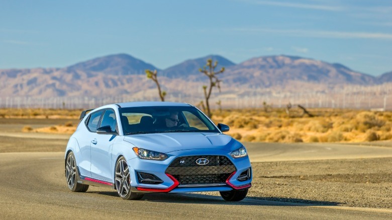 A blue Hyundai Veloster N