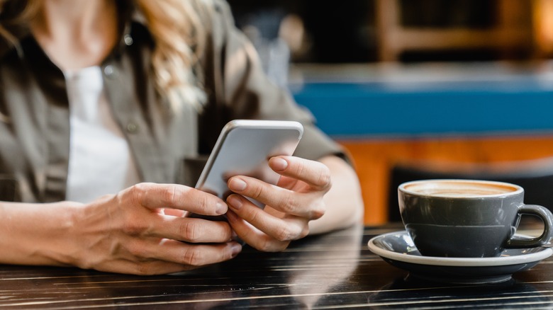 Man using phone on break