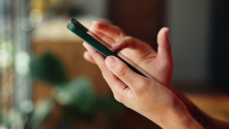 A person using a smartphone