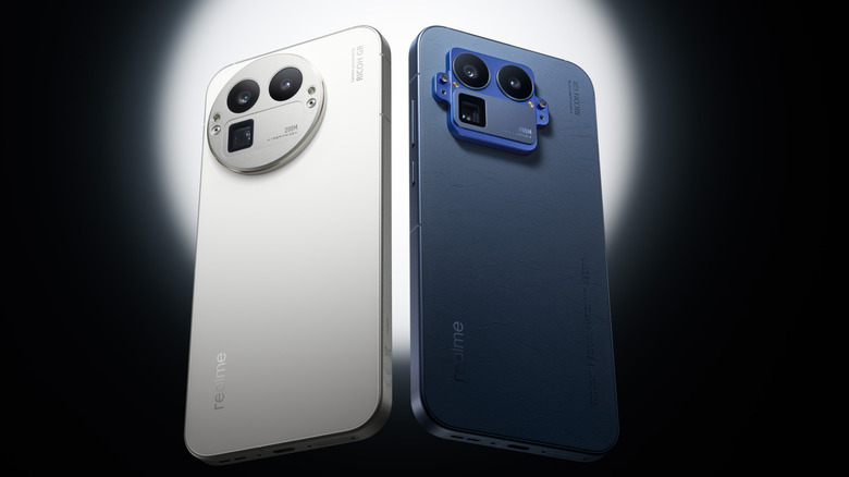 Realme GT 8 Pros side by side on a black and white background