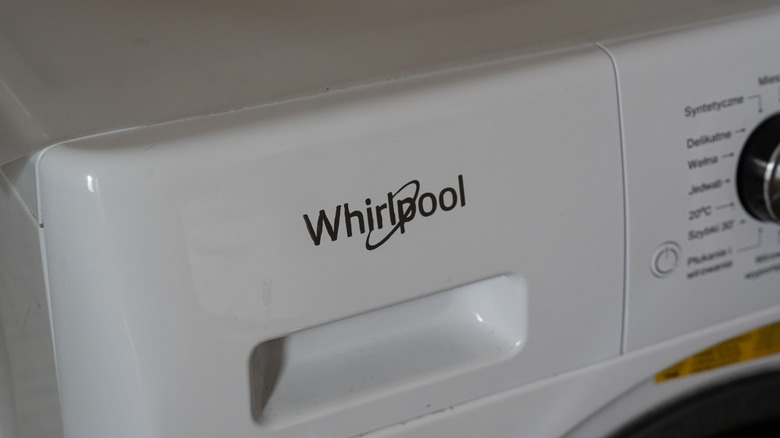 Whirlpool branding on a washing machine control panel