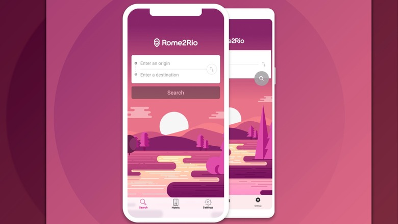 Rome2Rio app on phone