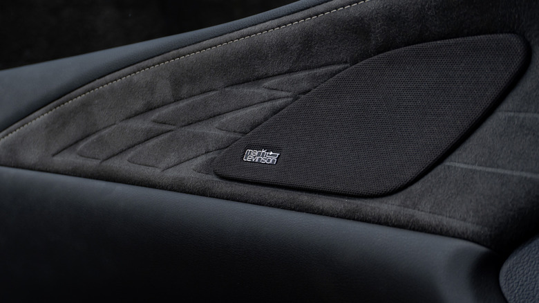 Mark Levinson logo in the interior of a Lexus car.