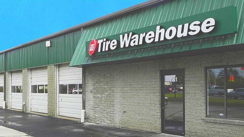 Tire Warehouse location on a bright day