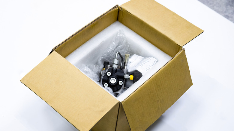 box with car parts