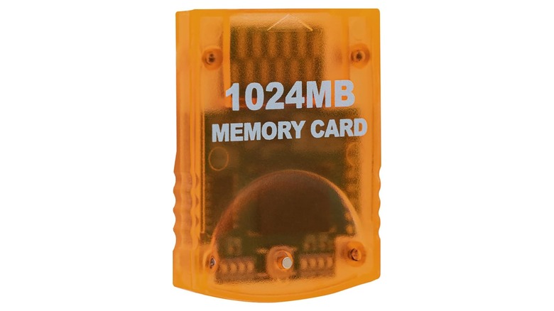 A 1024MB memory card meant for GameCube games on display