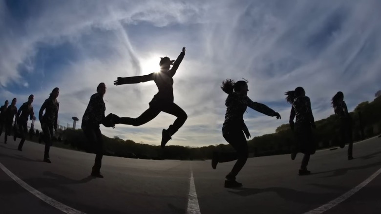 Person jumping in a multple exposure shot