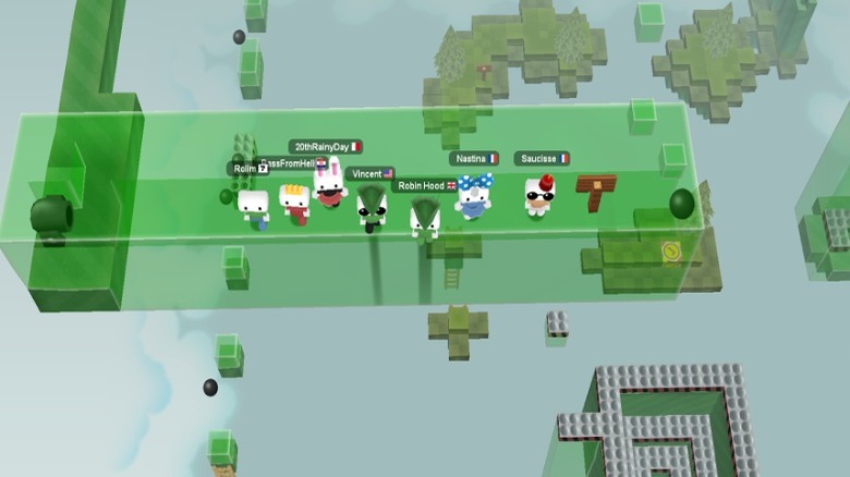 Players standing together in Cubic Castles