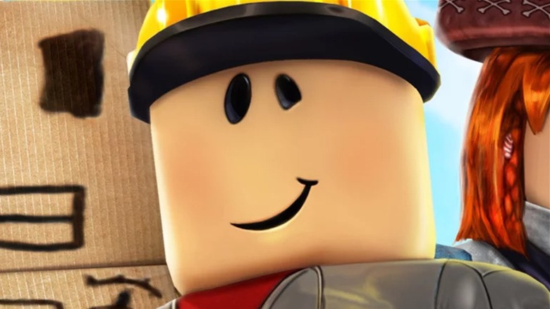 Smiling character with hard hat
