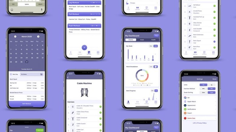Imagery of the Liftr app on a series of smartphone screens