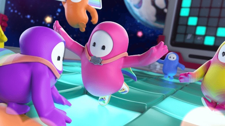 Fall Guys characters competing in a mini-game
