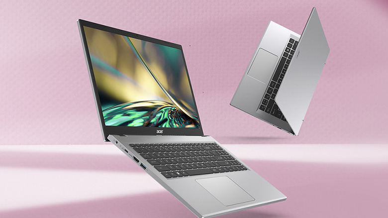 Acer Aspire 3 against a pink background