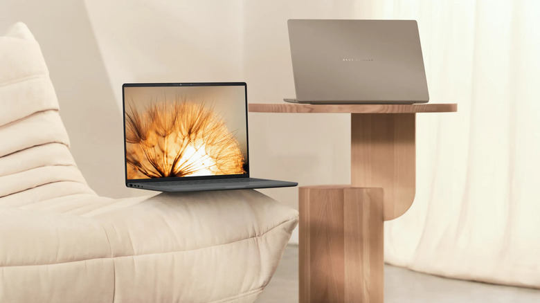 ASUS Zenbook A14 kept on a wodden table