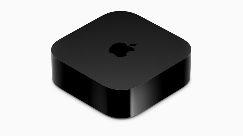 An Apple TV against a white background