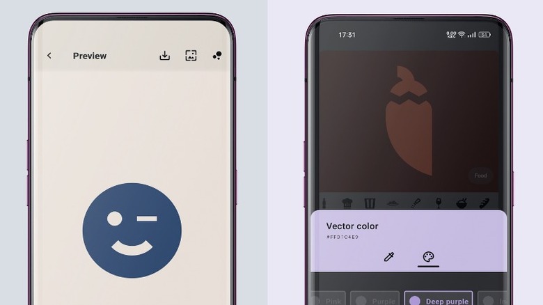 Customization screen of Vectorify da home! app