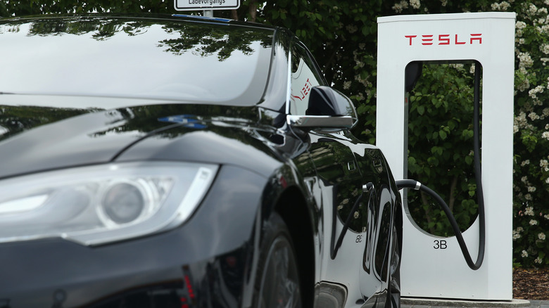 A Tesla on charger